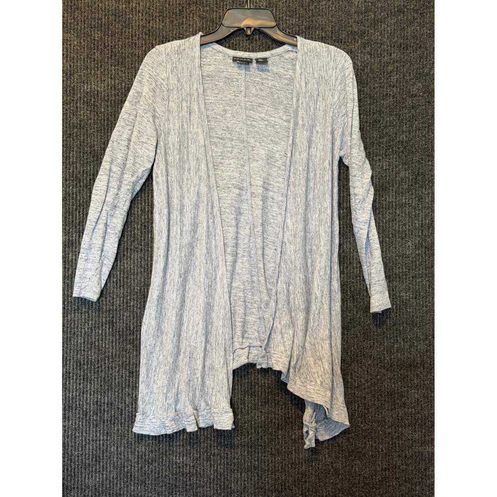 Tahari Womens Blue 100% Linen Open Front Draped Cardigan Sweater Medium